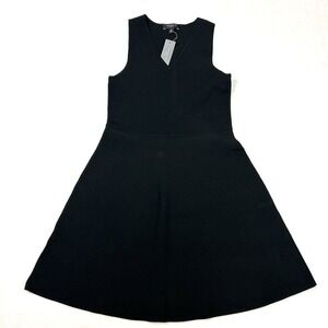 Ann Taylor Petite Women's Black V-Neck Sleeveless Fit & Flare Knit Dress XSP NWT
